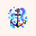 weird anchor psychodelic tattoo design idea