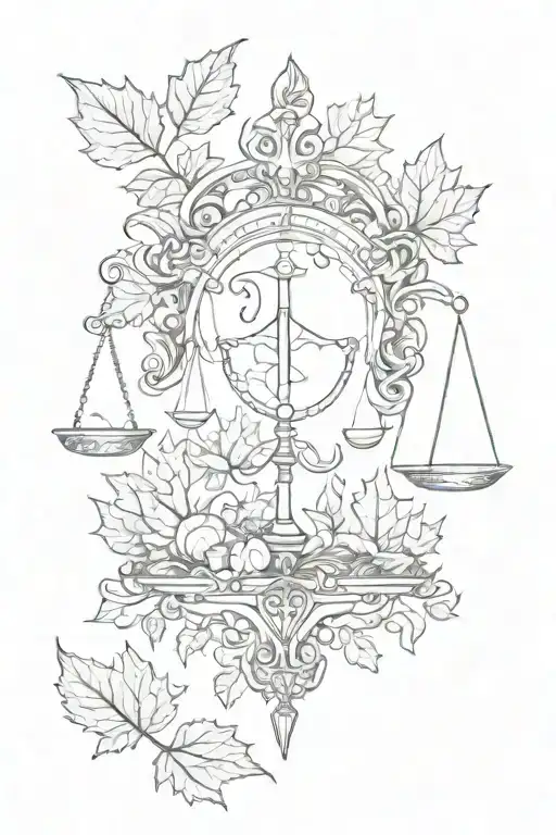 Libra and Capricorn combination with maple leaf tattoo design idea