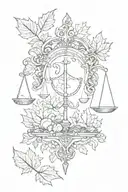 Libra and Capricorn combination with maple leaf tattoo design idea