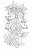 Libra and Capricorn combination with maple leaf tattoo design idea