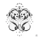 two bears with the sun and moon over each head intertwined with the infinity symbol  tattoo design idea