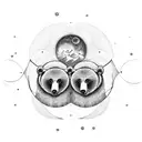 two one dimensional bears with the sun and moon over each head intertwined with the infinity symbol  tattoo design idea