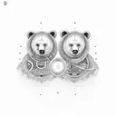 two one dimensional bears with the sun and moon over each head intertwined with the infinity symbol  tattoo design idea