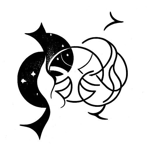 astrologic sign leo and aquarius tattoo design idea