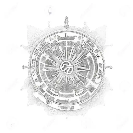 Dopamine molecule with japanese symbol for strength tattoo design idea