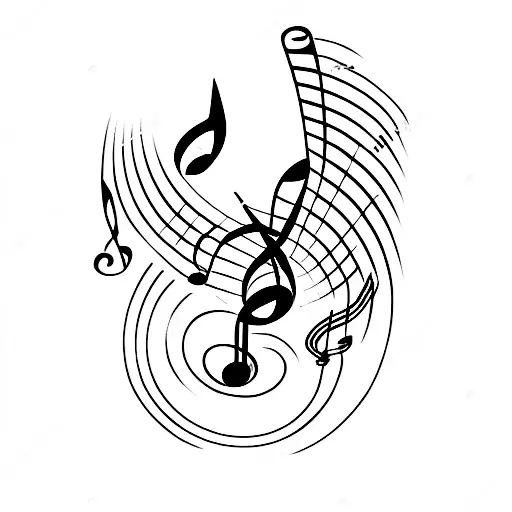 Wine glass pouring into a music note tattoo design idea
