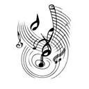 Wine glass pouring into a music note tattoo design idea