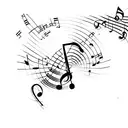 Wine glass pouring into a music note tattoo design idea