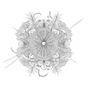 A small spider web intertwined with delicate flowers for front forearm  tattoo design idea