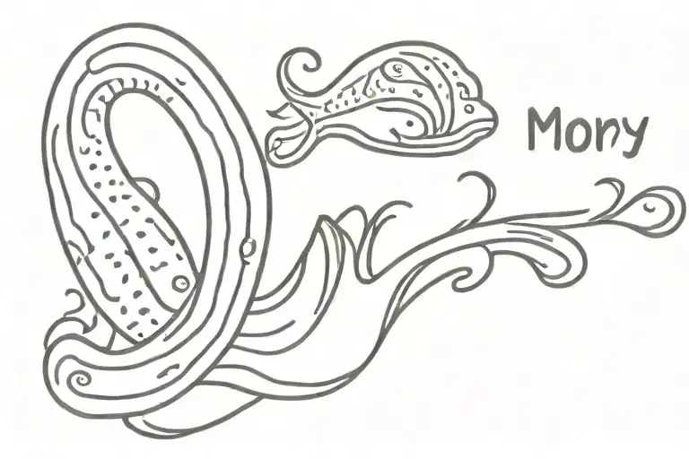 moray eel with 'That's Amore' text tattoo design idea