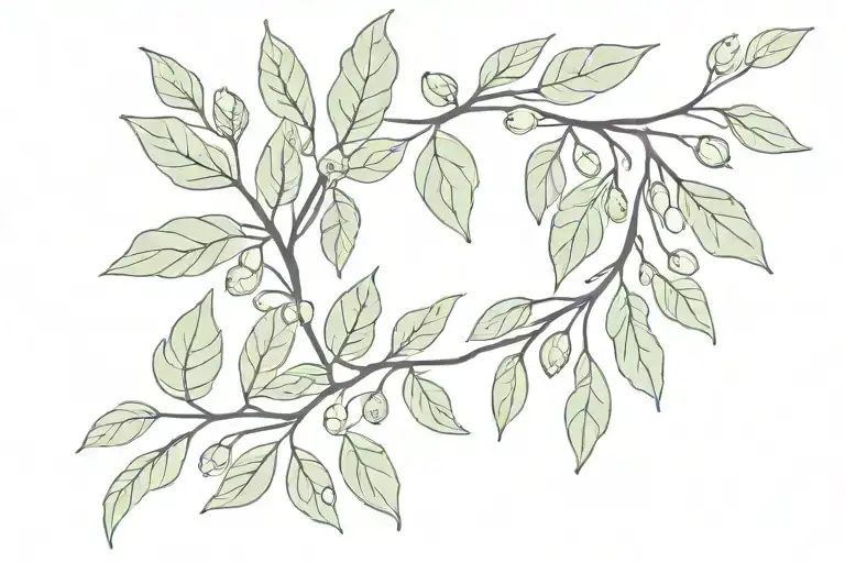 fig leaf wreath wrapped together with olive branches  tattoo design idea