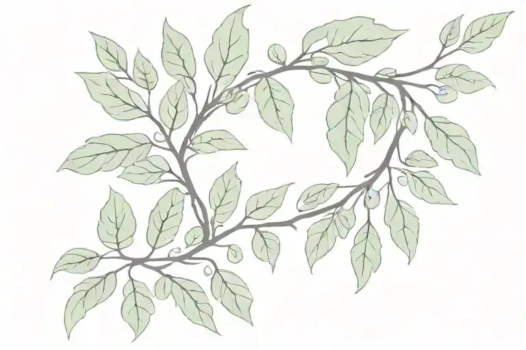 fig leaf wreath wrapped together with olive branches  tattoo design idea