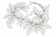 fig leaf wreath wrapped round tattoo design idea
