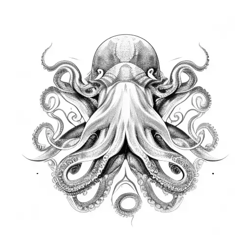 An intricate octopus with its tentacles forming the shape of sound waves, representing the client's love for techno music tattoo design idea