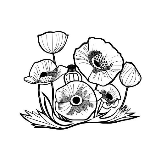 poppy flower with the country poland  tattoo design idea