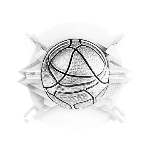 A music equalizer with a basketball hoop as the center, surrounded by racing flags tattoo design idea