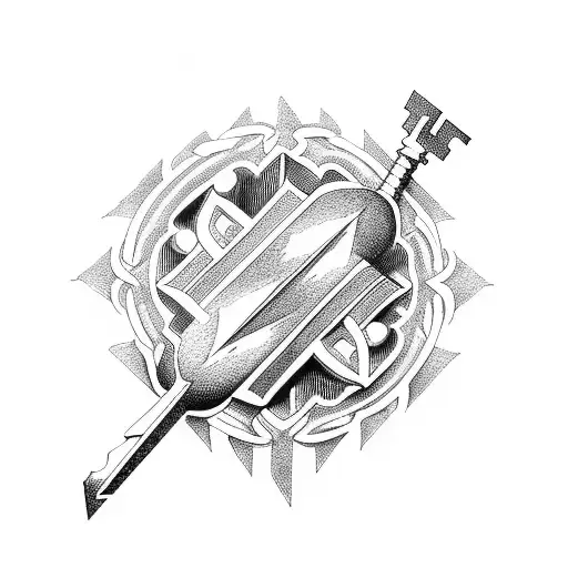 upside down cross key tattoo design idea