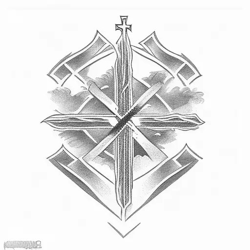 upside down cross tattoo design idea