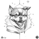 A sketch-style tattoo featuring Kirito and a dog in an epic boss battle tattoo design idea