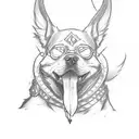 A sketch-style tattoo featuring Kirito and a dog in an epic boss battle tattoo design idea