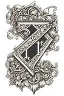 The letter K inside of a diamond shaped line outlining tattoo design idea