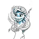 I want a half sleeve including the Disney characters rapunzel mulan Moana Pocahontas tiana Ariel Merida Anna and Elsa  tattoo design idea