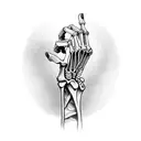 skeleton hand around throat with sonnenrad tattoo design idea