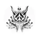 skeleton hand around throat with sonnenrad tattoo design idea