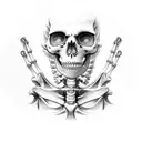 skeleton hand around throat with sonnenrad tattoo design idea