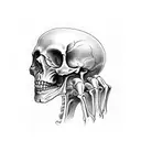 skeleton hand around throat with sonnenrad tattoo design idea