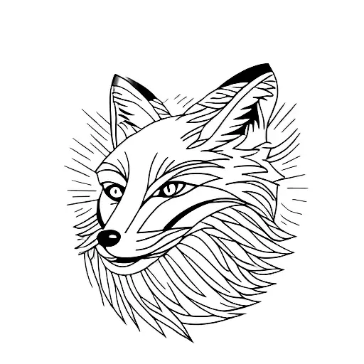 fox running one line minimalist  tattoo design idea