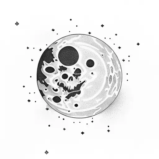 Moon and astronaut  tattoo design idea