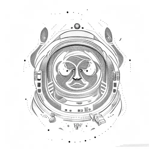 astronaut, moon, rocket tattoo design idea
