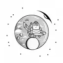 Moon and astronaut  tattoo design idea