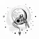 Moon and astronaut  tattoo design idea