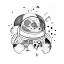 Moon and astronaut  tattoo design idea