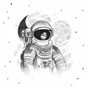 Moon and astronaut  tattoo design idea