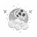 Moon and astronaut  tattoo design idea