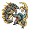Godzilla vs Jaws tattoo design idea