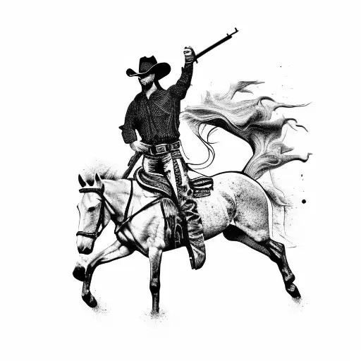 Cowboy on a horse holding a rifle tattoo design idea