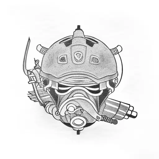 samurai with scuba gear tattoo design idea