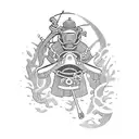 samurai scuba diver tattoo design idea