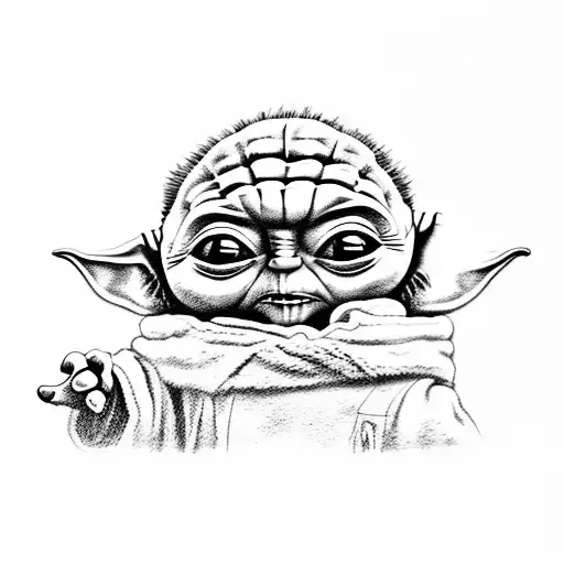 head banging baby yoda  tattoo design idea