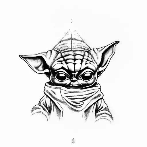 baby yoda raving tattoo design idea