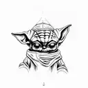 baby yoda raving tattoo design idea