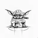 baby yoda raving tattoo design idea
