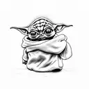 baby yoda raving tattoo design idea