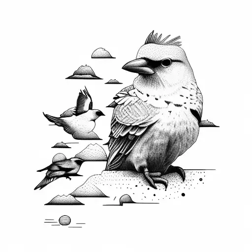 beach heaven stairs sunset birds golf tattoo design idea