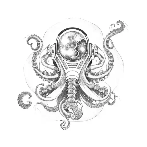 space octopus  tattoo design idea