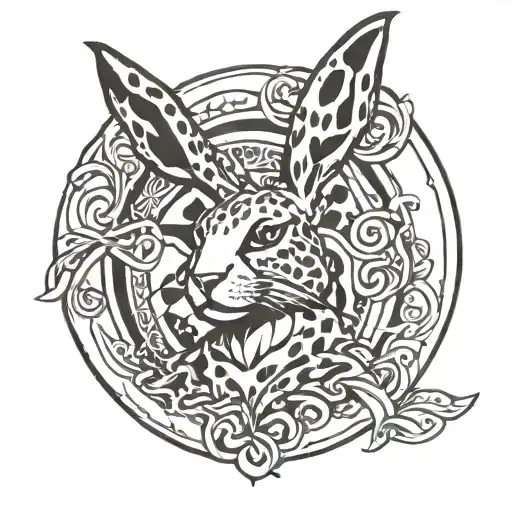Playboy bunny logo intertwined within cheetah print tattoo design idea